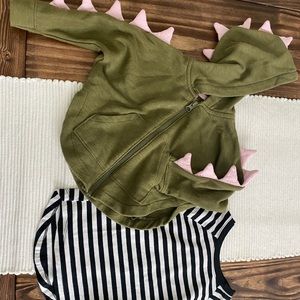 ROAR! Dino hoodie and striped tee bundle 💫
